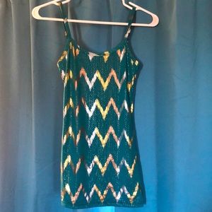 BKE Teal Tank Top w/ Metallic Silver, Gold, & Rose Gold | size S | 🎊Host Pick🎊